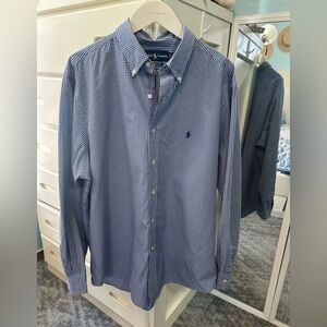 Polo Ralph Lauren Men's Blue Checkered Plaid Button Up Classic Fit Dress Shirt✨